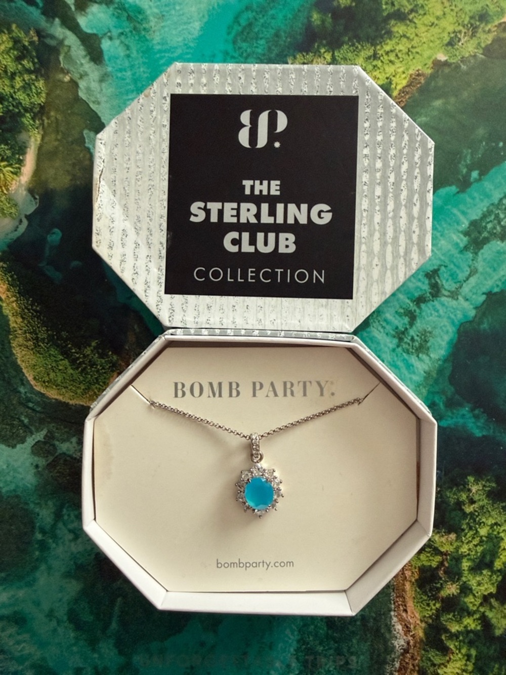 Sterling Silver Genuine Blue Agate Pendant Necklace